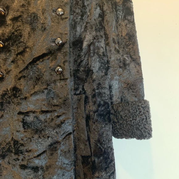 Vintage Saks 5th Ave Victorian Black Velvet Long Coat with Hood - Picture 8 of 14